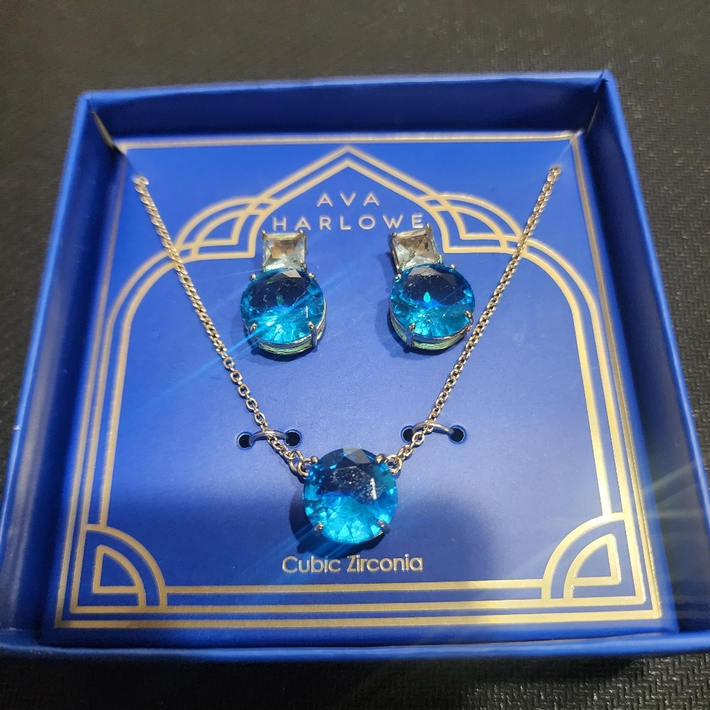 Ava Harlowe Blue Cubic Zirconia Jewelry Set